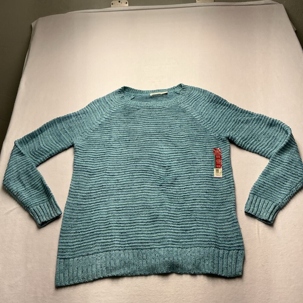 Faded Glory Women’s Sweater Sz XL 16/18 Knit Crewneck Long Sleeve Blue. 3746